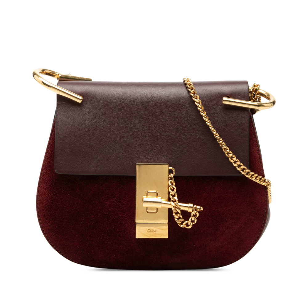 Pre-Loved Chloé Mini Bicolor Suede and Calfskin Drew Crossbody